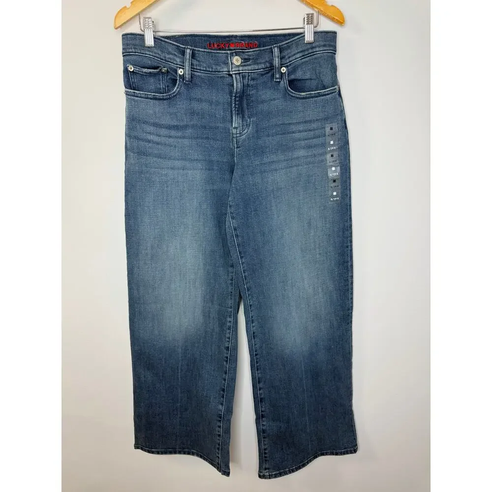 Lucky Brand Mid Rise Sweet Wide Leg Jeans Women's 8/29 Moonlit Mist Wash - Picture 2 of 12